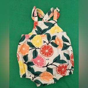 Hanna Andersson Bubble Romper- Citrus Print 🍊 EUC- 0-3 Months